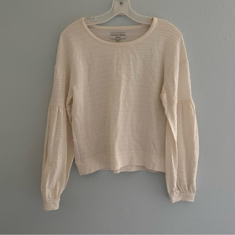 Madewell Cream Textured Long-Sleeve Top
